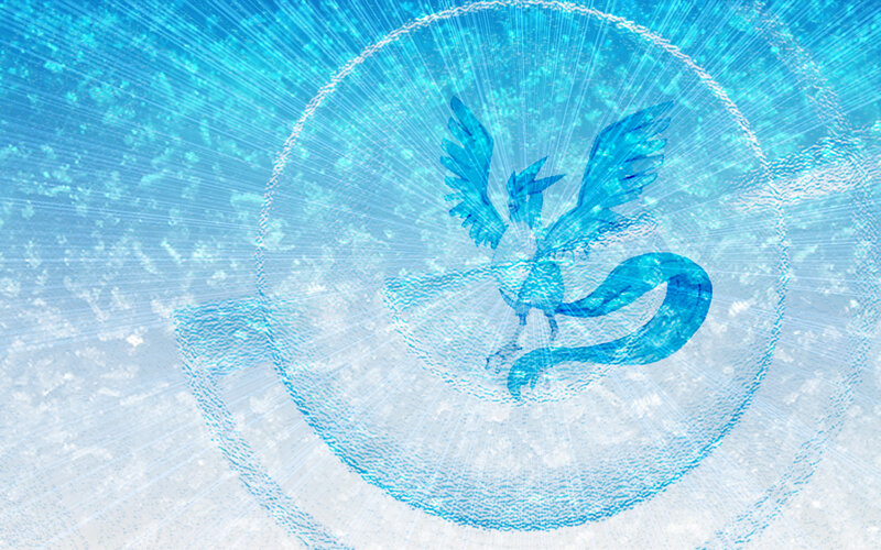 Moltres in a blue aura