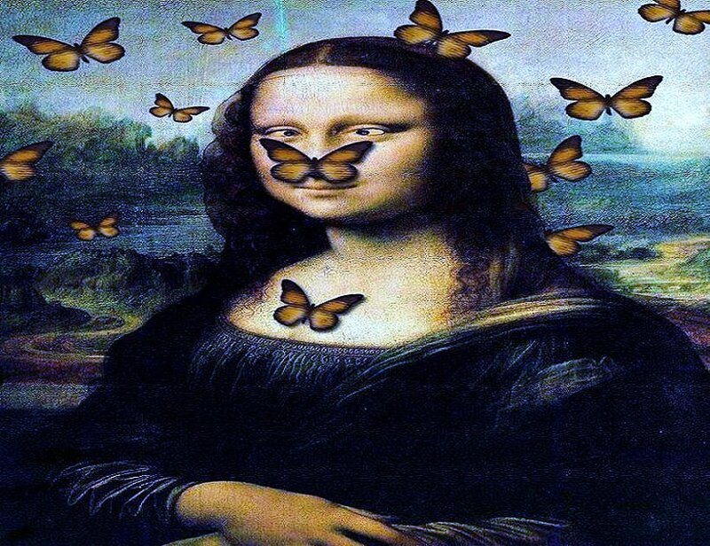 Mona Lisa with butterflies