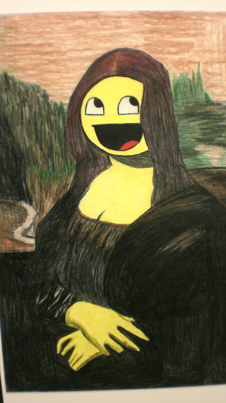 Mona Lisa with meme face