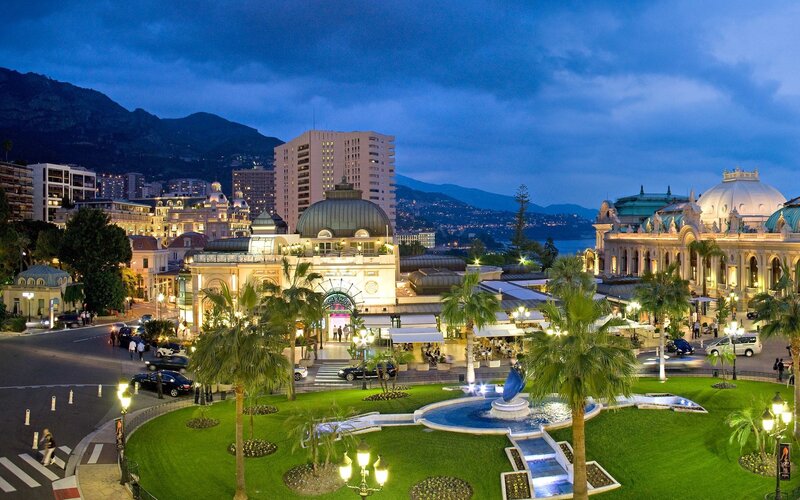 Monaco Cityscape at Dusk — Blue, Serene, Night