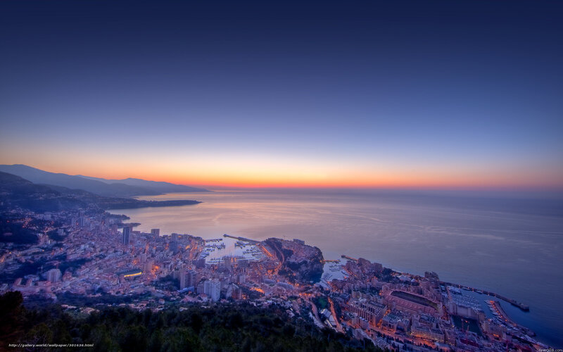 Monaco Cityscape at Dusk — Blue, Serene, Sunset, Photograph, City