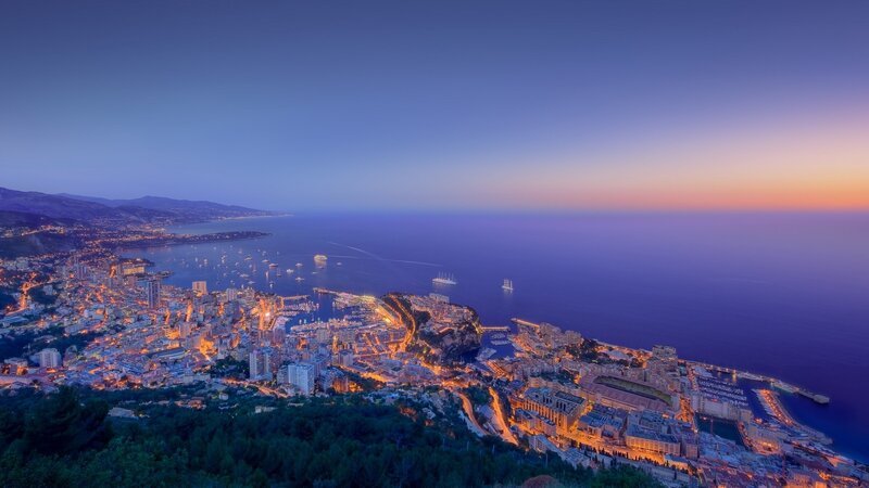 Monaco Cityscape at Dusk — Blue, Serene