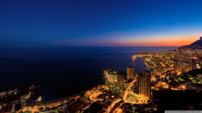 Monaco Cityscape at Night — Blue