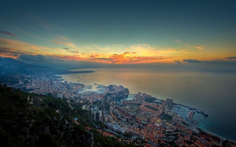 Monaco Cityscape — Blue, Serene, Sunset