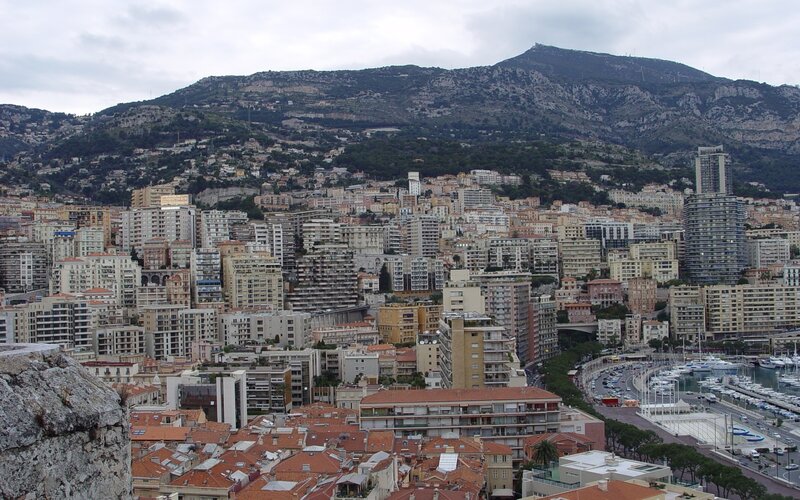 Monaco cityscape from hilltop