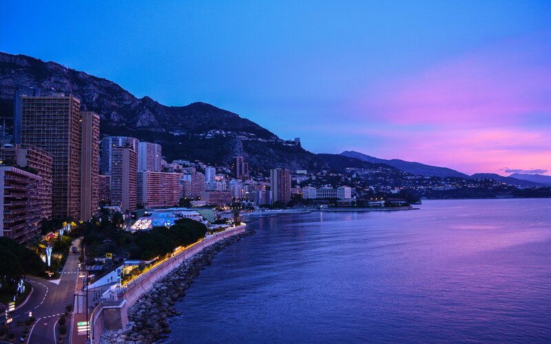 Monaco Coastline at Dusk