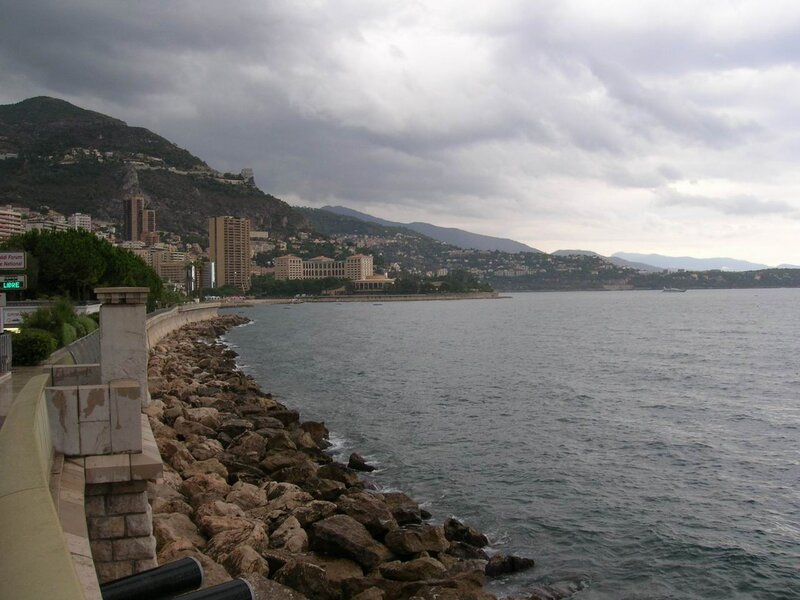 Monaco coastline under cloudy sky