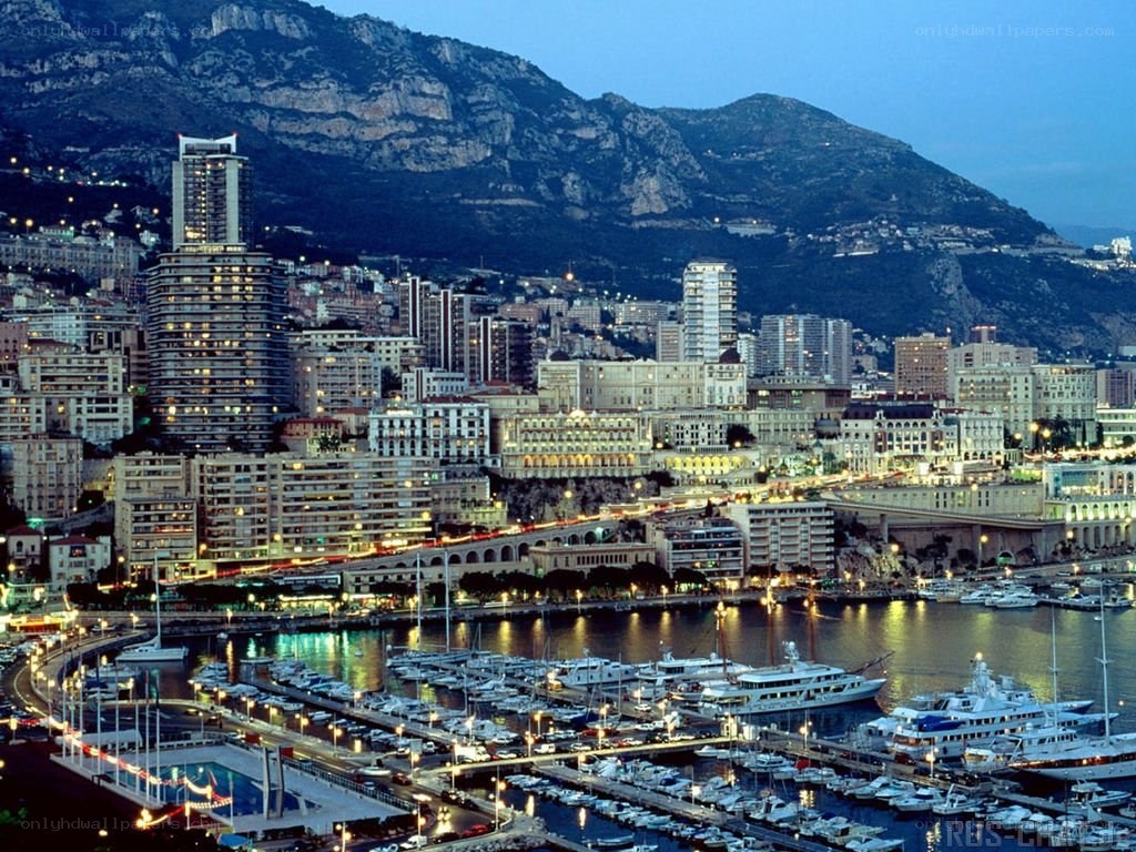 Monaco harbor at dusk