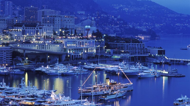 Monaco harbor at dusk