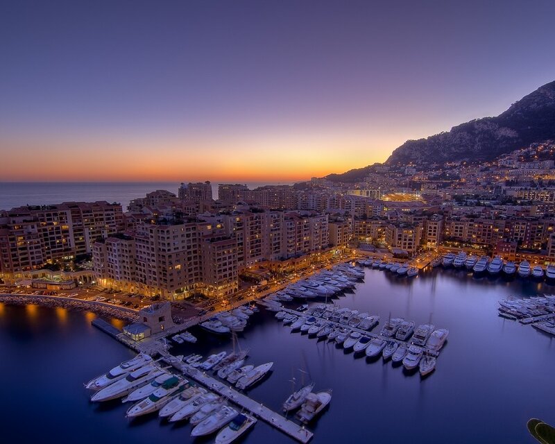 Monaco harbor at dusk
