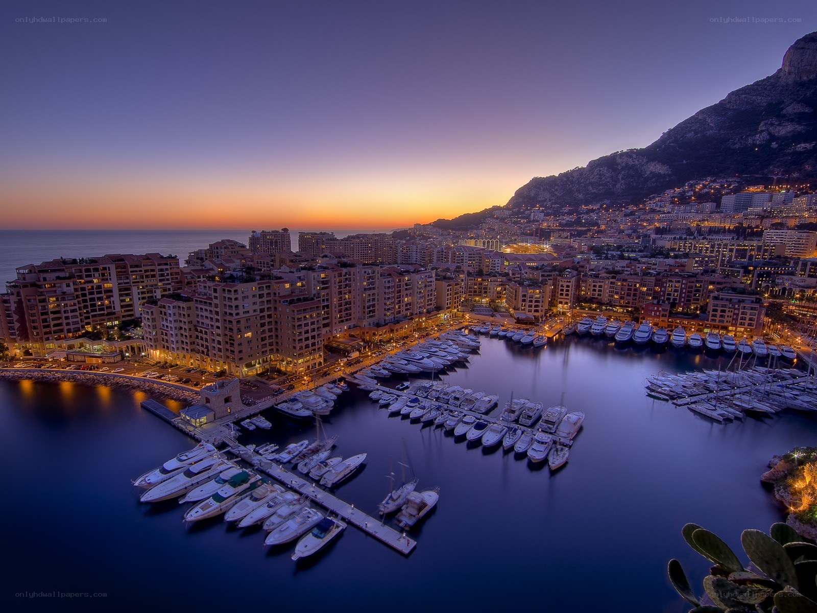 Monaco harbor at dusk