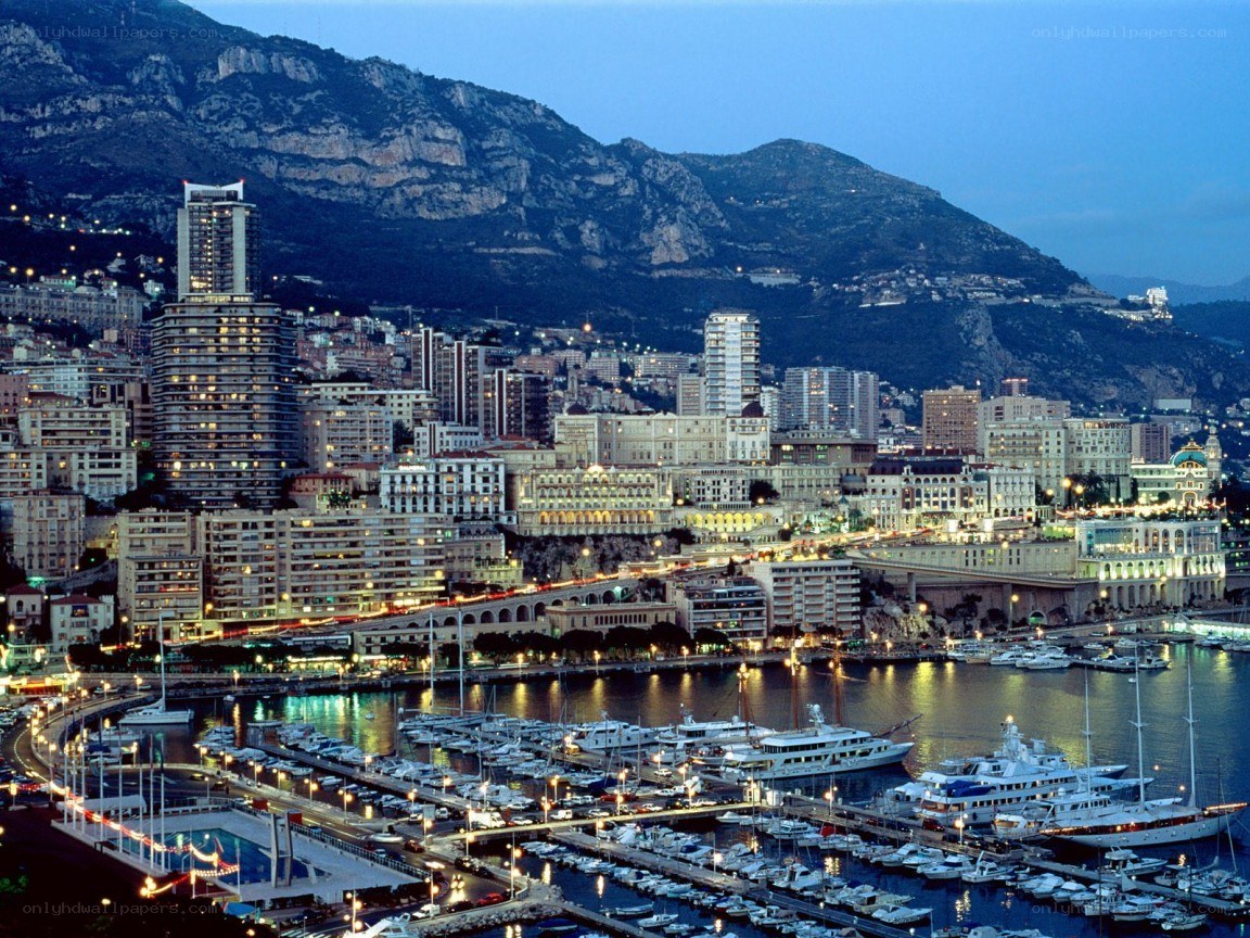 Monaco harbor at dusk
