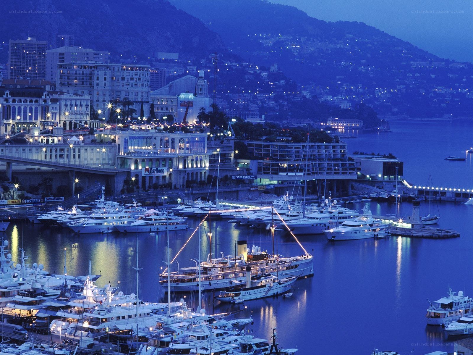 Monaco harbor at dusk