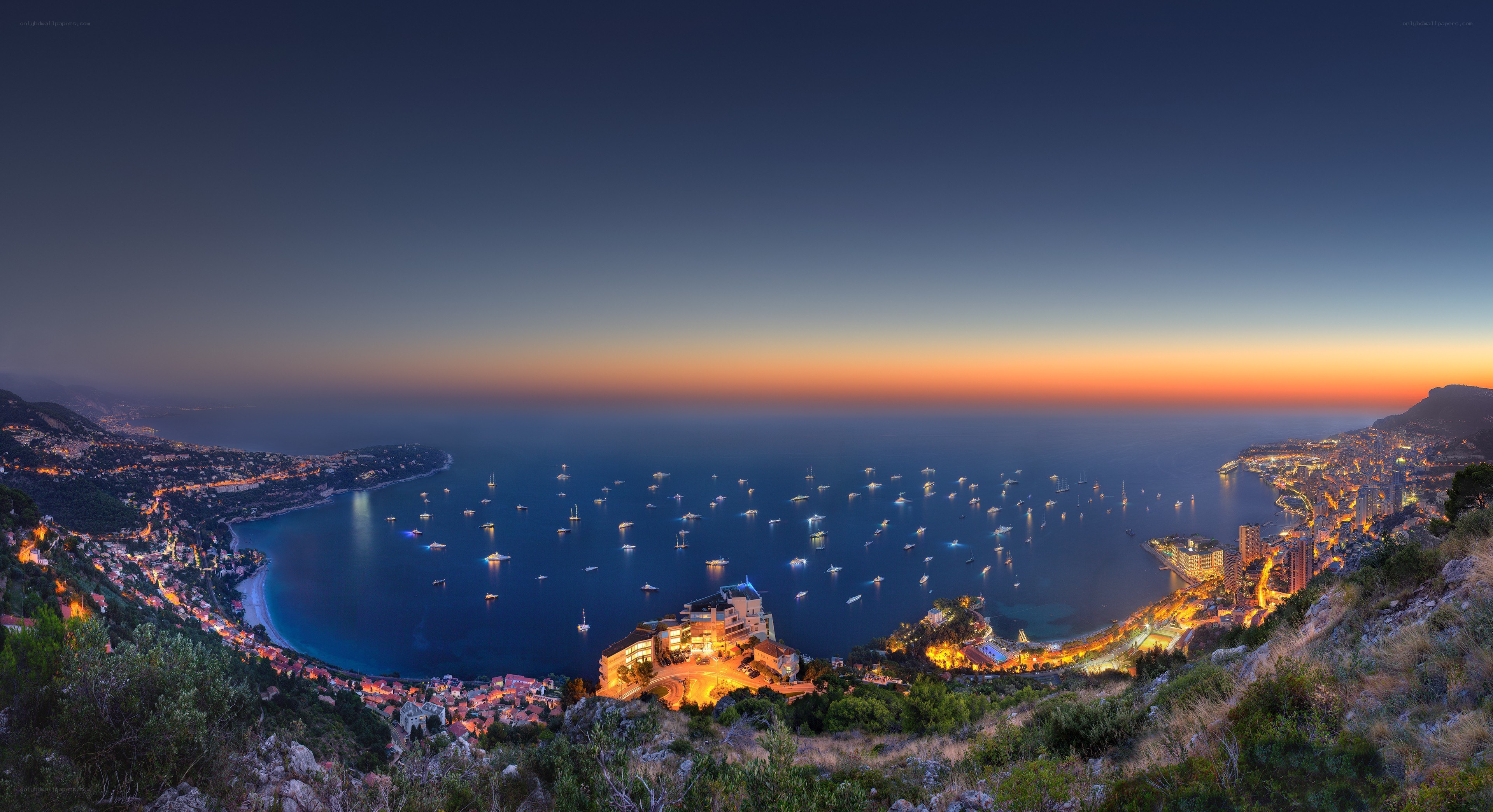Monaco harbor at dusk