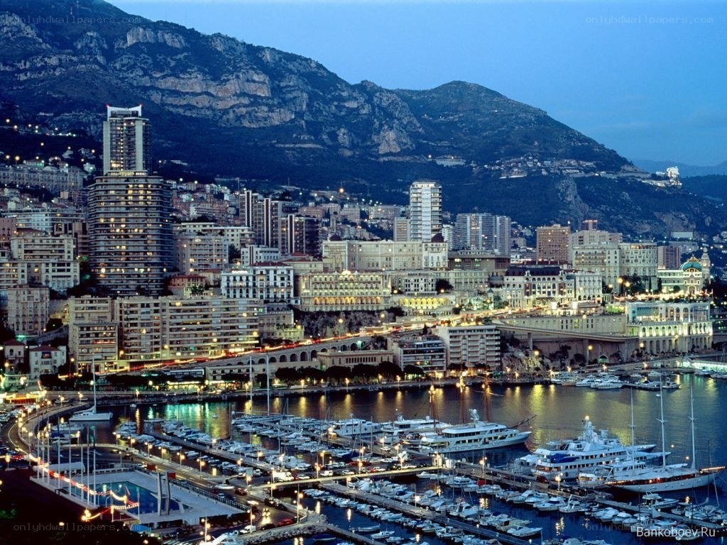 Monaco harbor at dusk