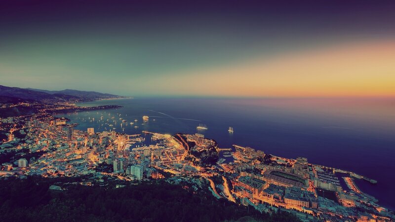 Monaco Harbor at Dusk — Purple
