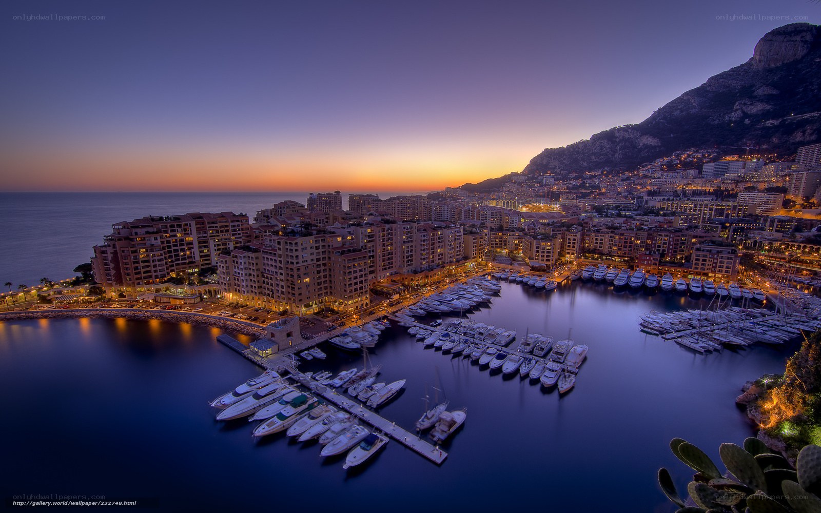 Monaco harbor at dusk