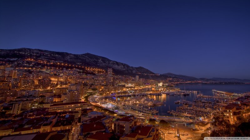 Monaco Harbor at Night — Blue