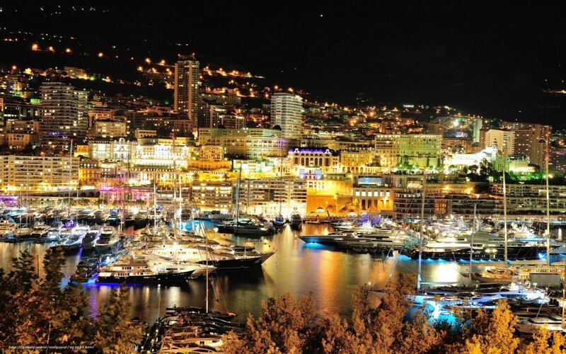 Monaco Harbor at Night — Yellow