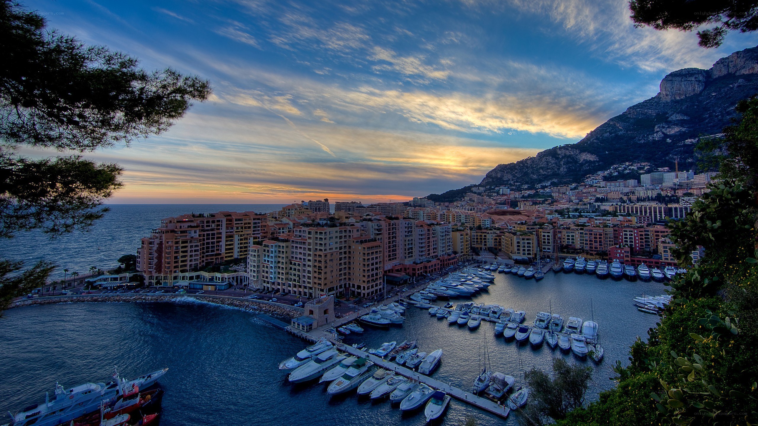 Monaco harbor at sunset