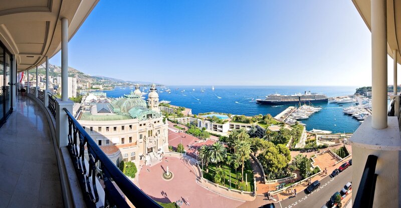Monaco Harbor View — Blue, Serene, Afternoon, Photograph, Cruise Ship, Marina