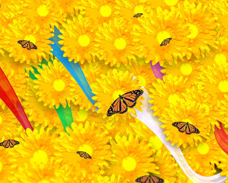 Monarch butterflies on yellow flowers