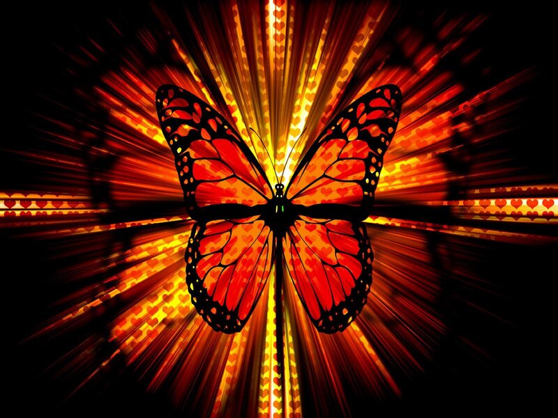 Monarch Butterfly — Red, Dramatic, Digital Art