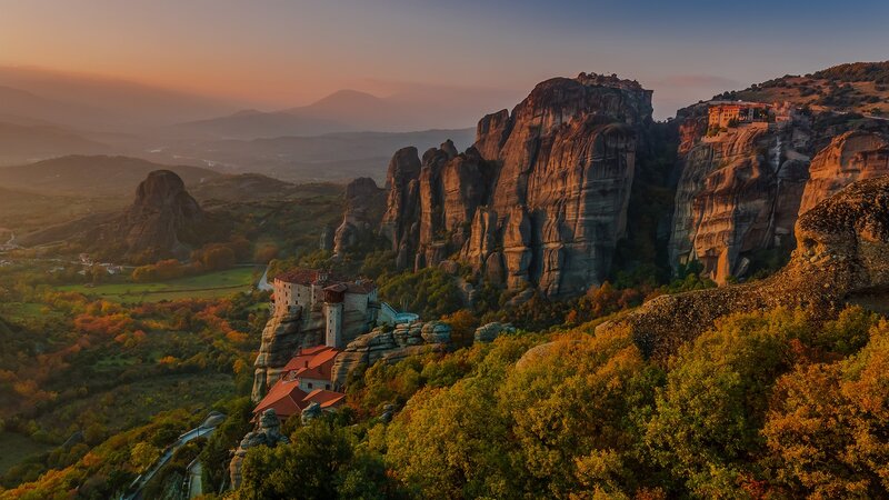 Monasteries on Rock Pillars — Orange