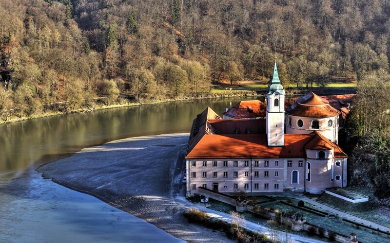 Monastery by River — Brown