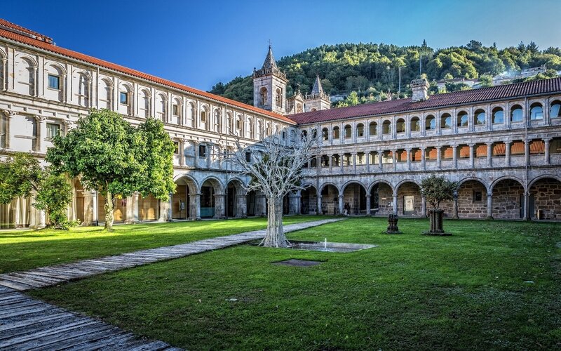 Monastery Courtyard — Green, Serene, Afternoon