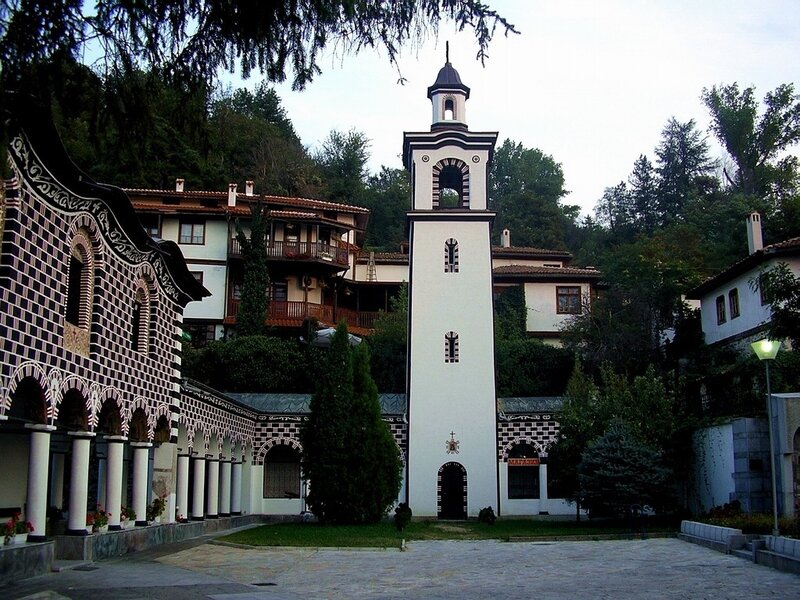 Monastery courtyard with bell tower