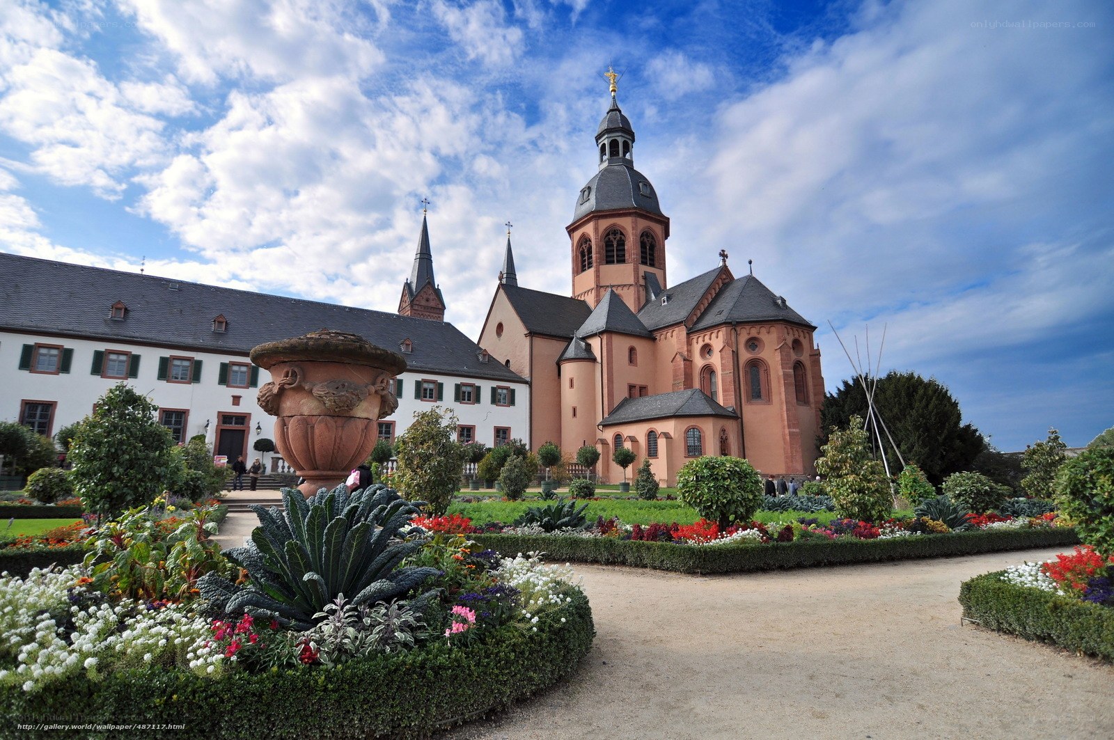 Monastery garden with church