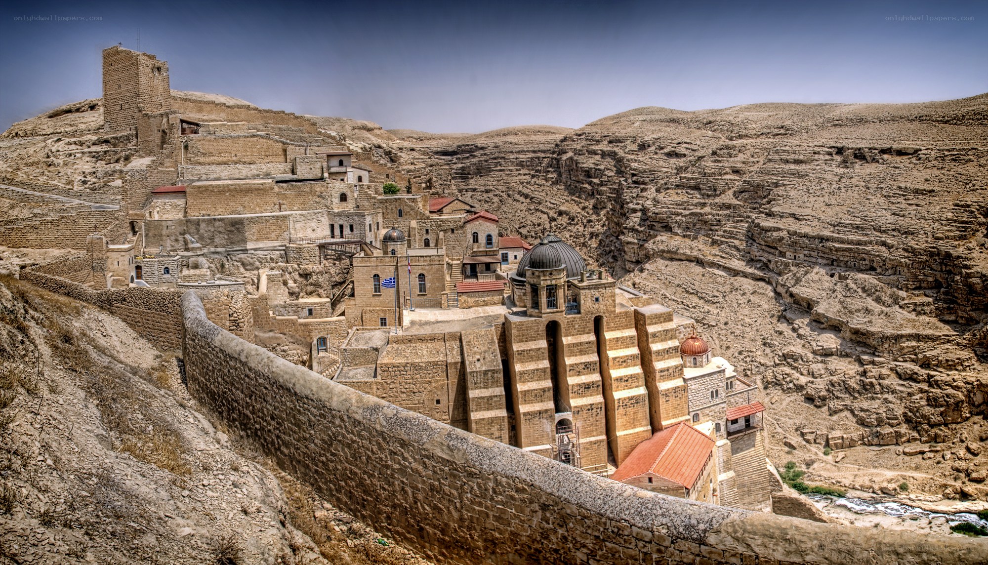 Monastery in a desert canyon
