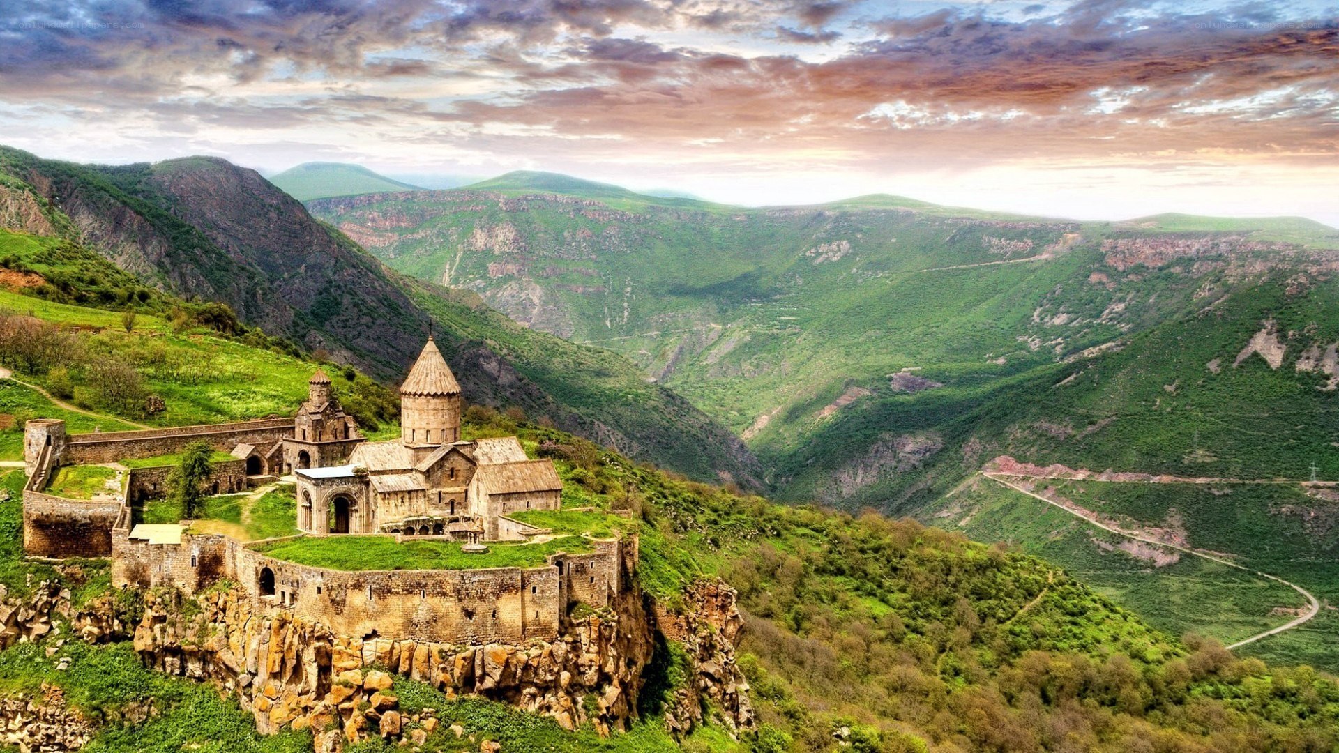 Monastery in a green valley