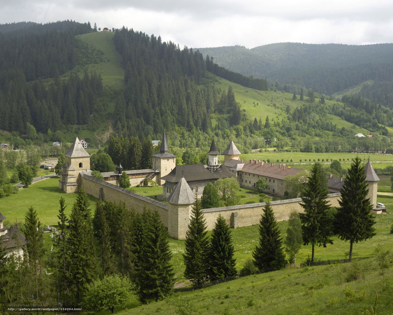 Monastery in a green valley