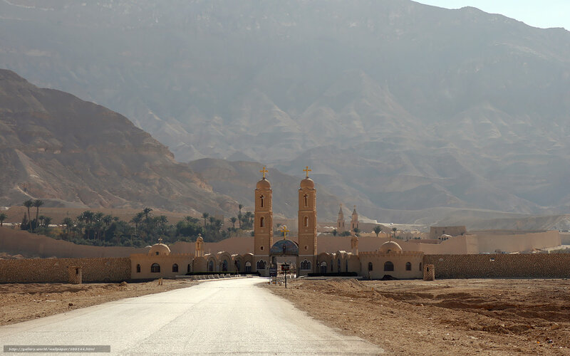 Monastery in desert mountains