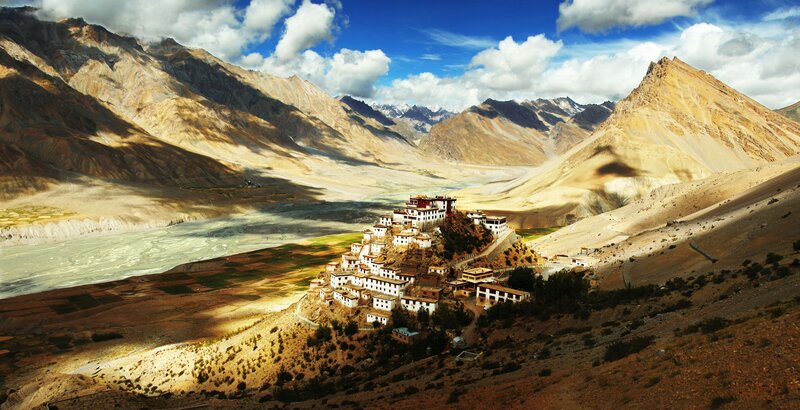 Monastery in Mountain Valley — Blue, Dramatic, Afternoon