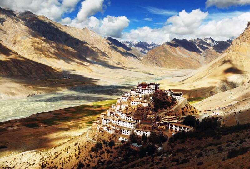 Monastery in Mountain Valley — Blue, Serene, Afternoon