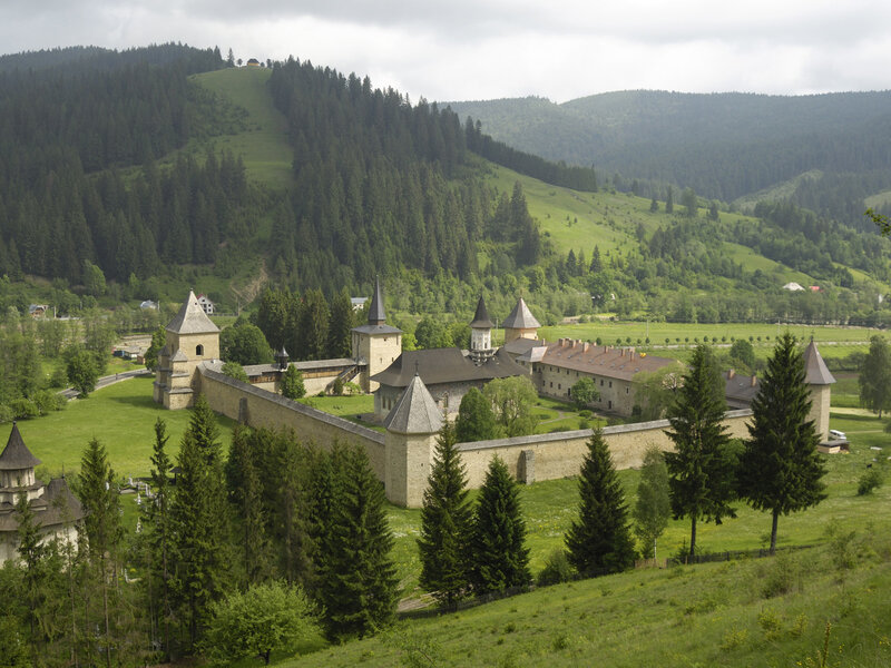 Monastery in Mountain Valley — Green, Serene, Afternoon