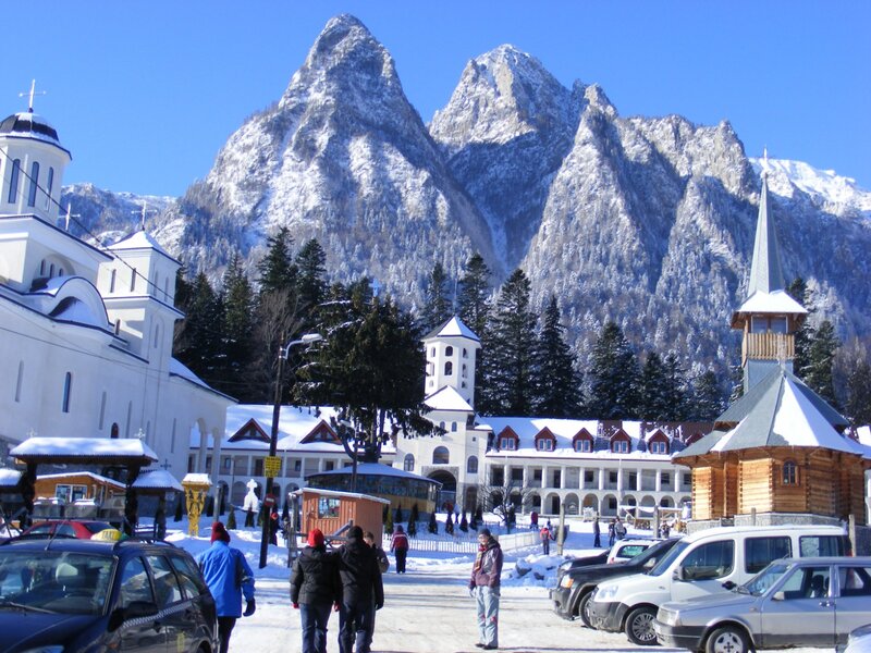 Monastery in Snowy Mountains — White