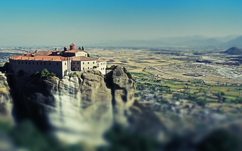 Monastery on a Cliff — Blue, Serene
