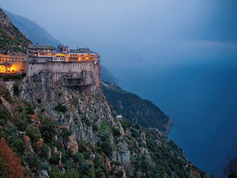 Monastery on a cliff by the sea