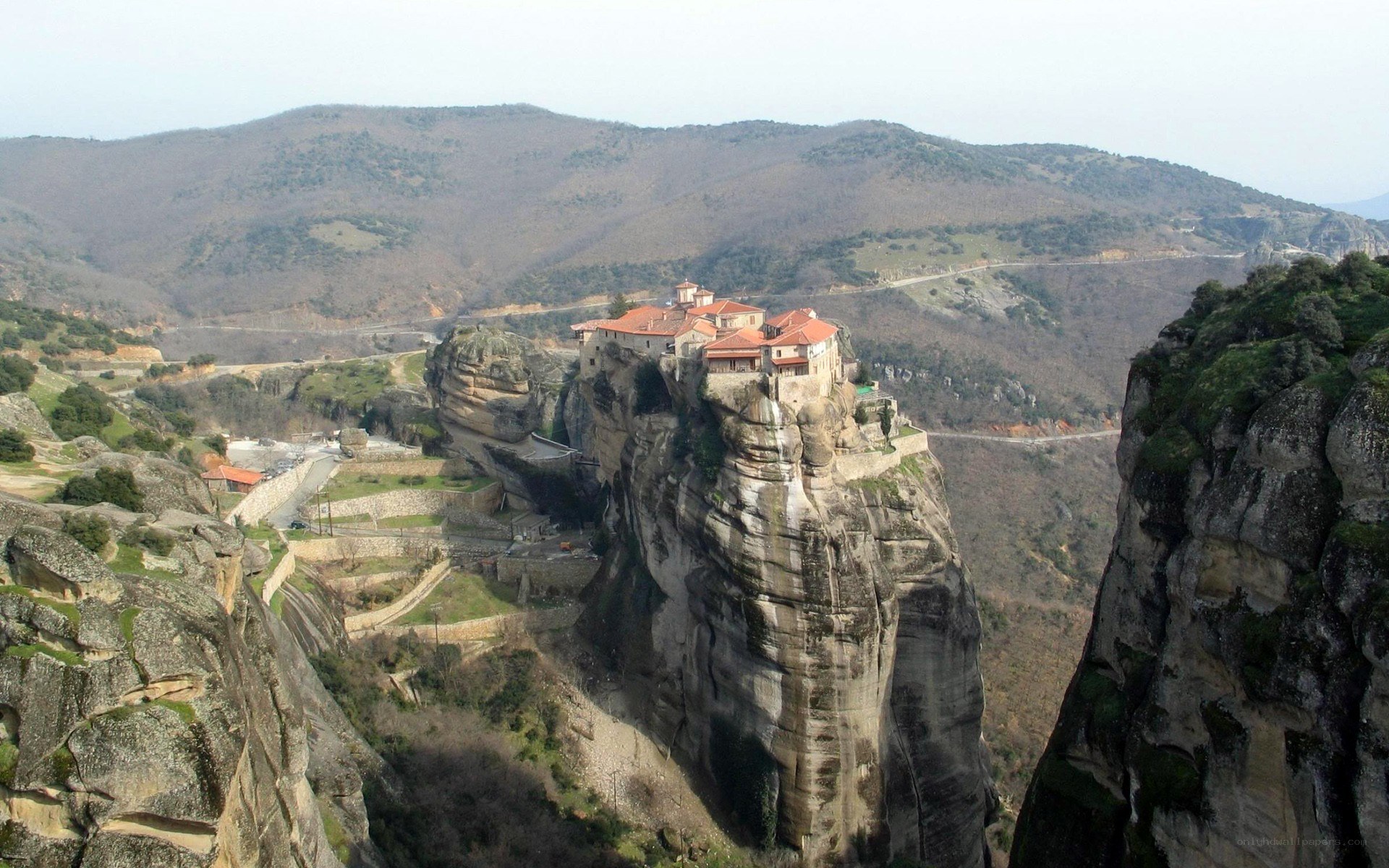 Monastery on a cliff in Greece