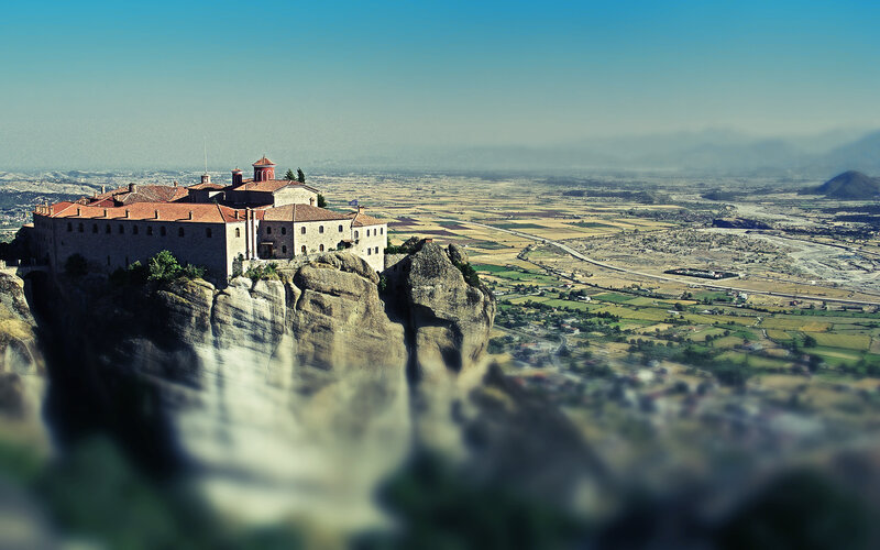 Monastery on a cliff in Greece