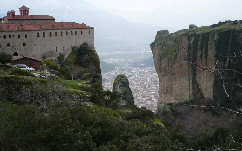 Monastery on a cliff in Greece