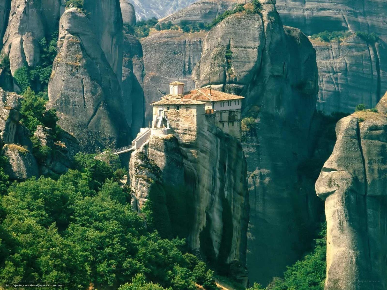 Monastery on a cliff in Greece