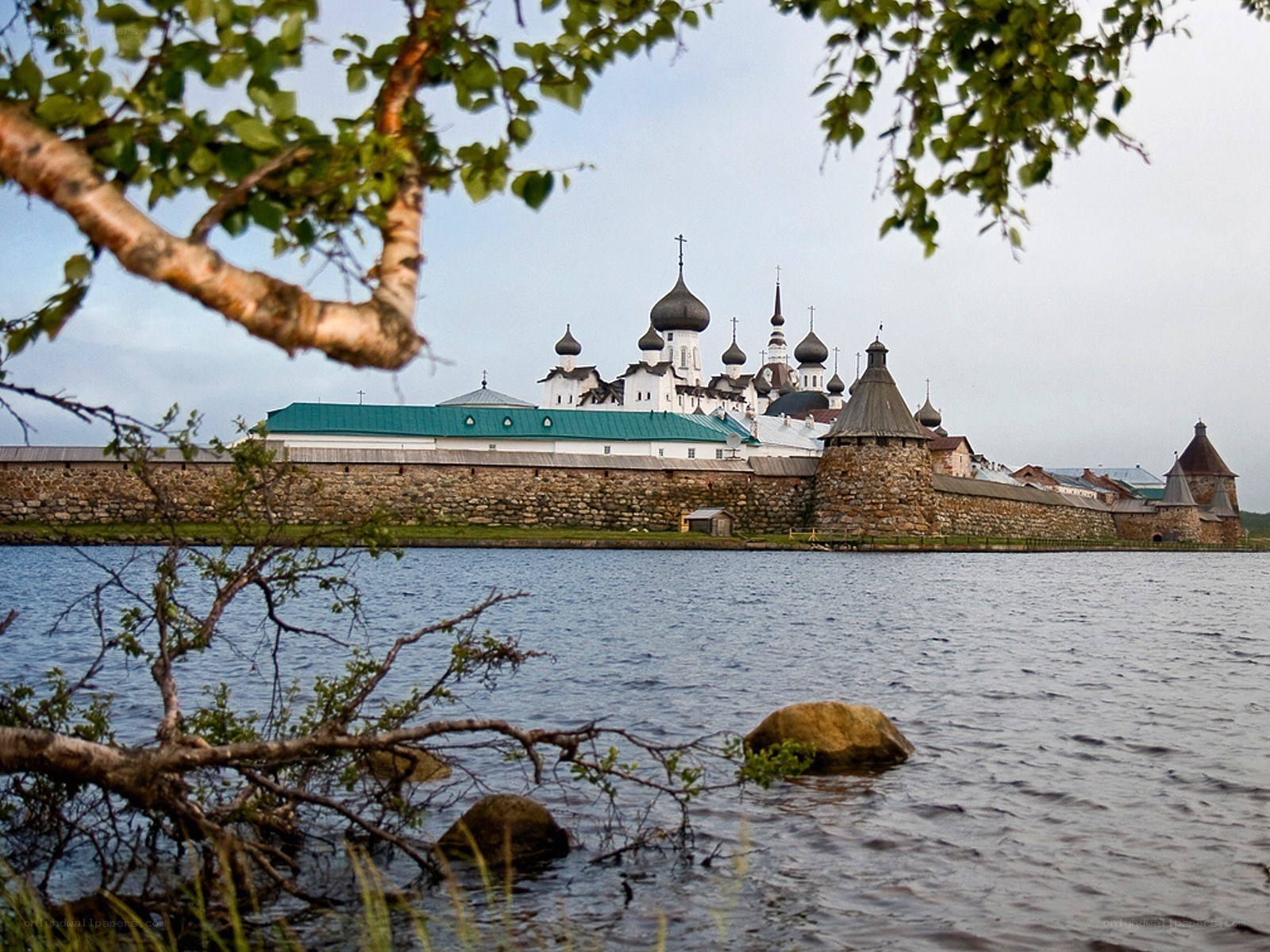 Monastery on a lake shore