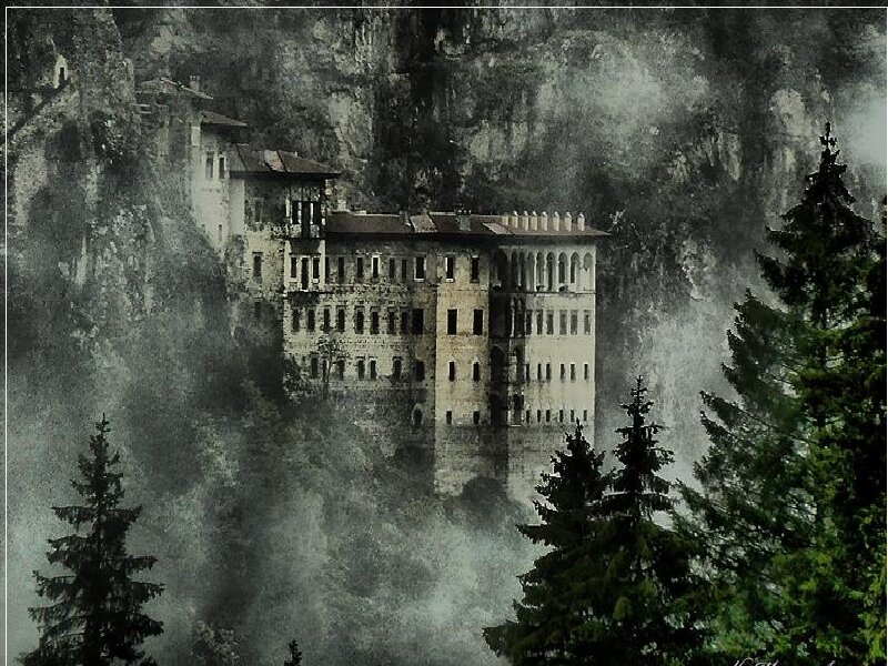 Monastery on Cliff — Black