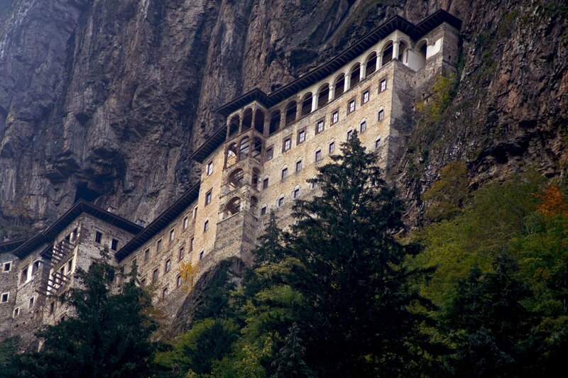 Monastery on Cliff — Brown, Dramatic