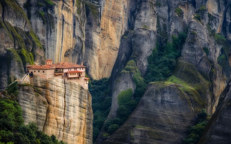 Monastery on Cliff — Brown